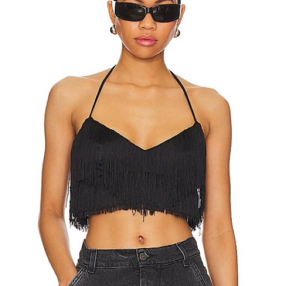Lovers And Friends Andi Fringe Top In Black Size Xs